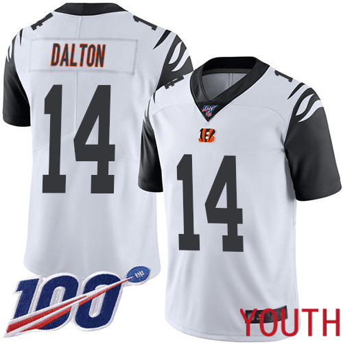 Cincinnati Bengals Limited White Youth Andy Dalton Jersey NFL Footballl 14 100th Season Rush Vapor Untouchable